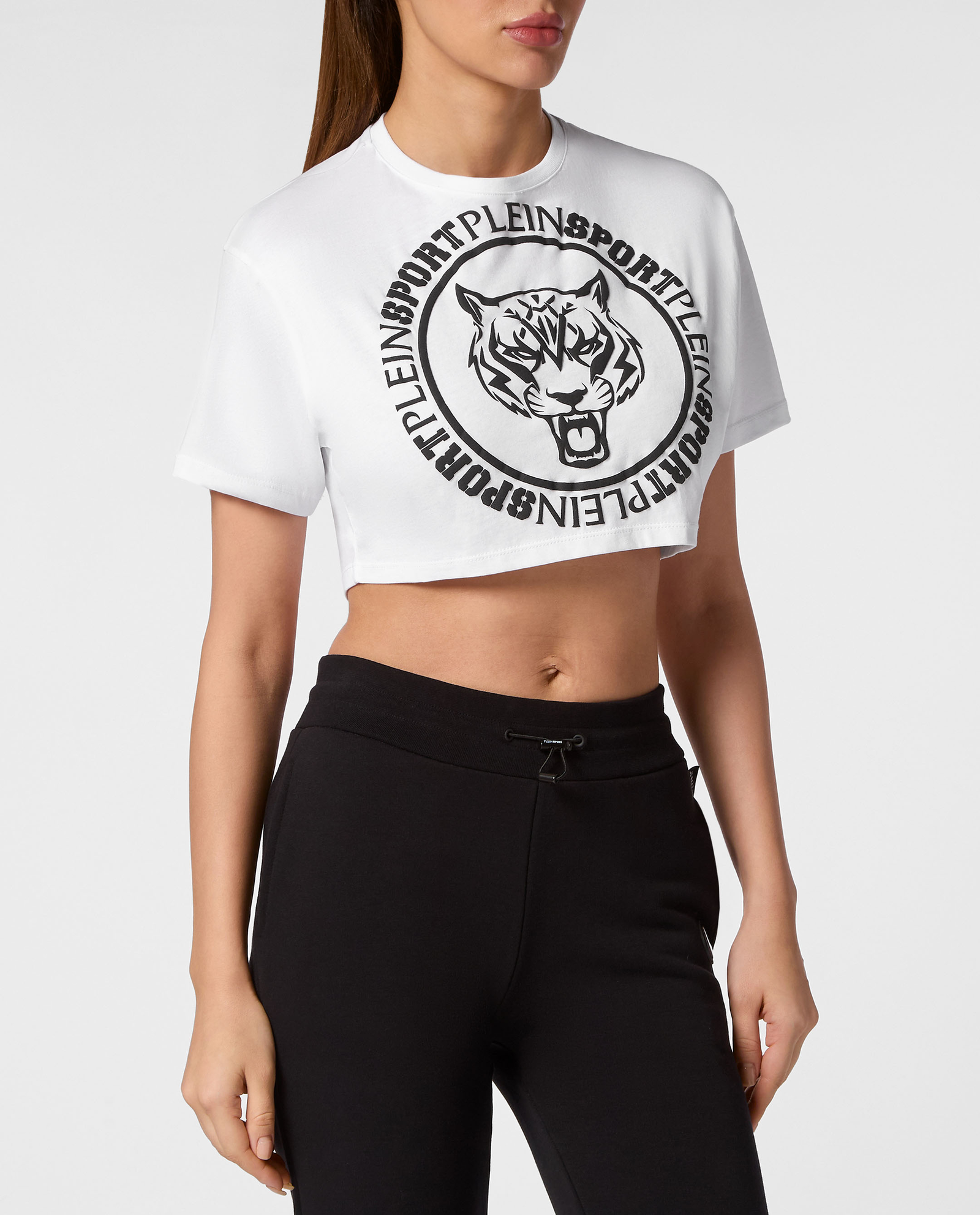 Biały crop top z nadrukiem - Image #0
