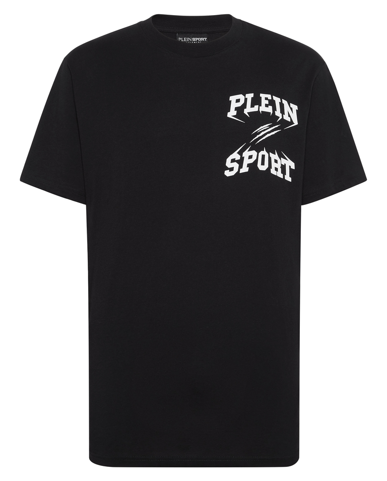Czarny t-shirt z kontrastowymi napisami - Image #1