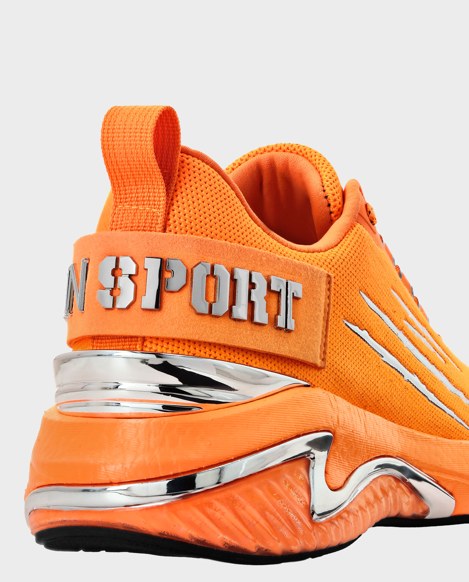 Pomarańczowe sportowe sneakersy z logo - Image #2