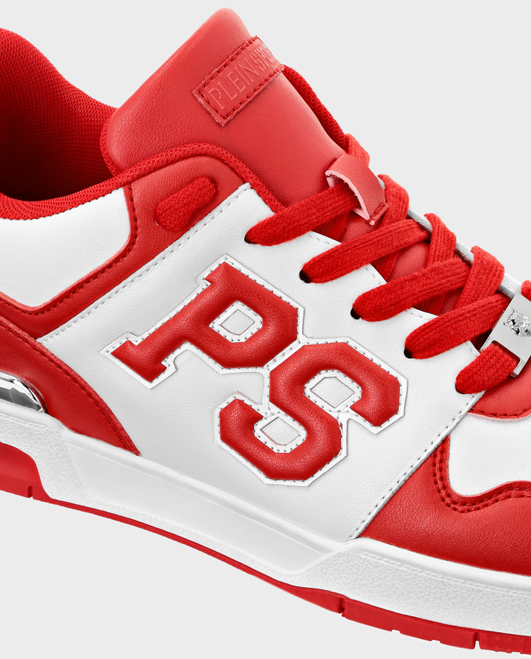 Biało-czerwone sneakersy z logo - Image #2