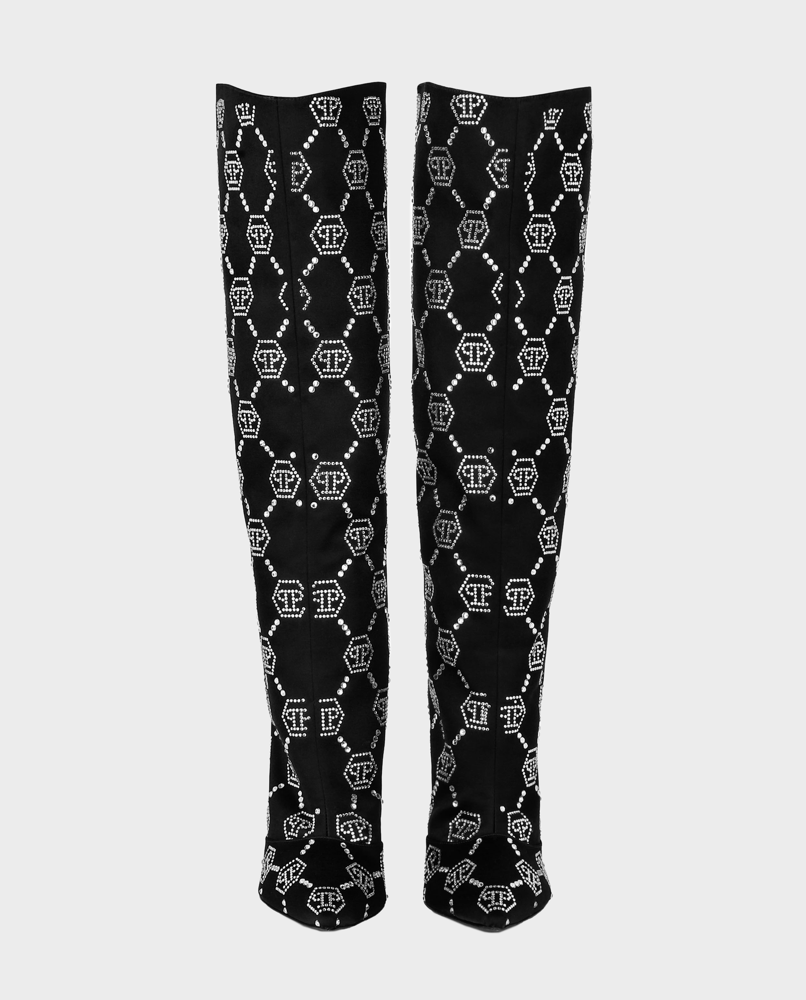 Czarne satynowe kozaki z monogramem - Image #3