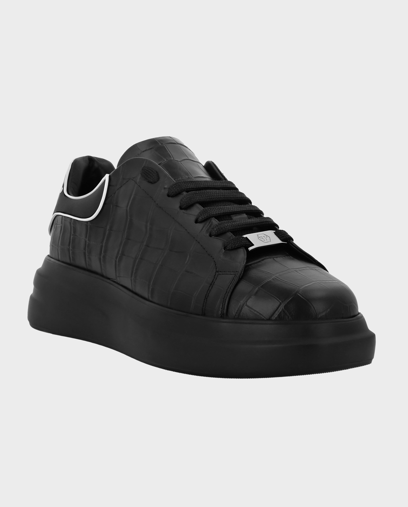 Czarne sneakersy z tłoczonej skóry - Image #1