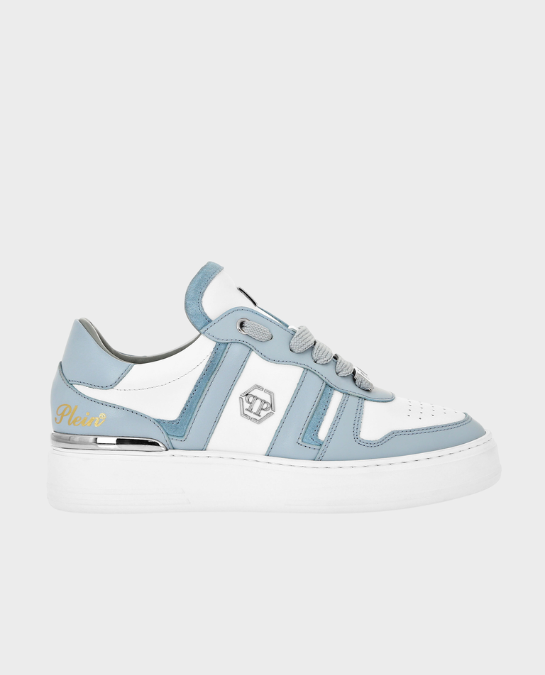 Biało-błękitne sneakersy ze skóry - Image #0