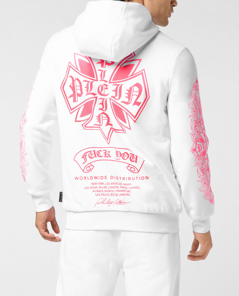 Biała bluza z kapturem