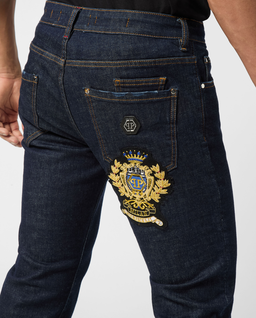 Granatowe jeansy Straight Supreme Cut - Image #4