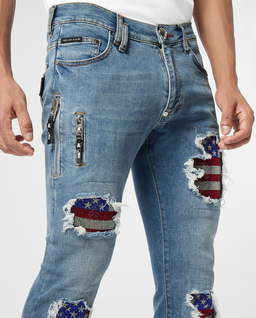 Niebieskie jeansy Rock Star Fit - Image #4