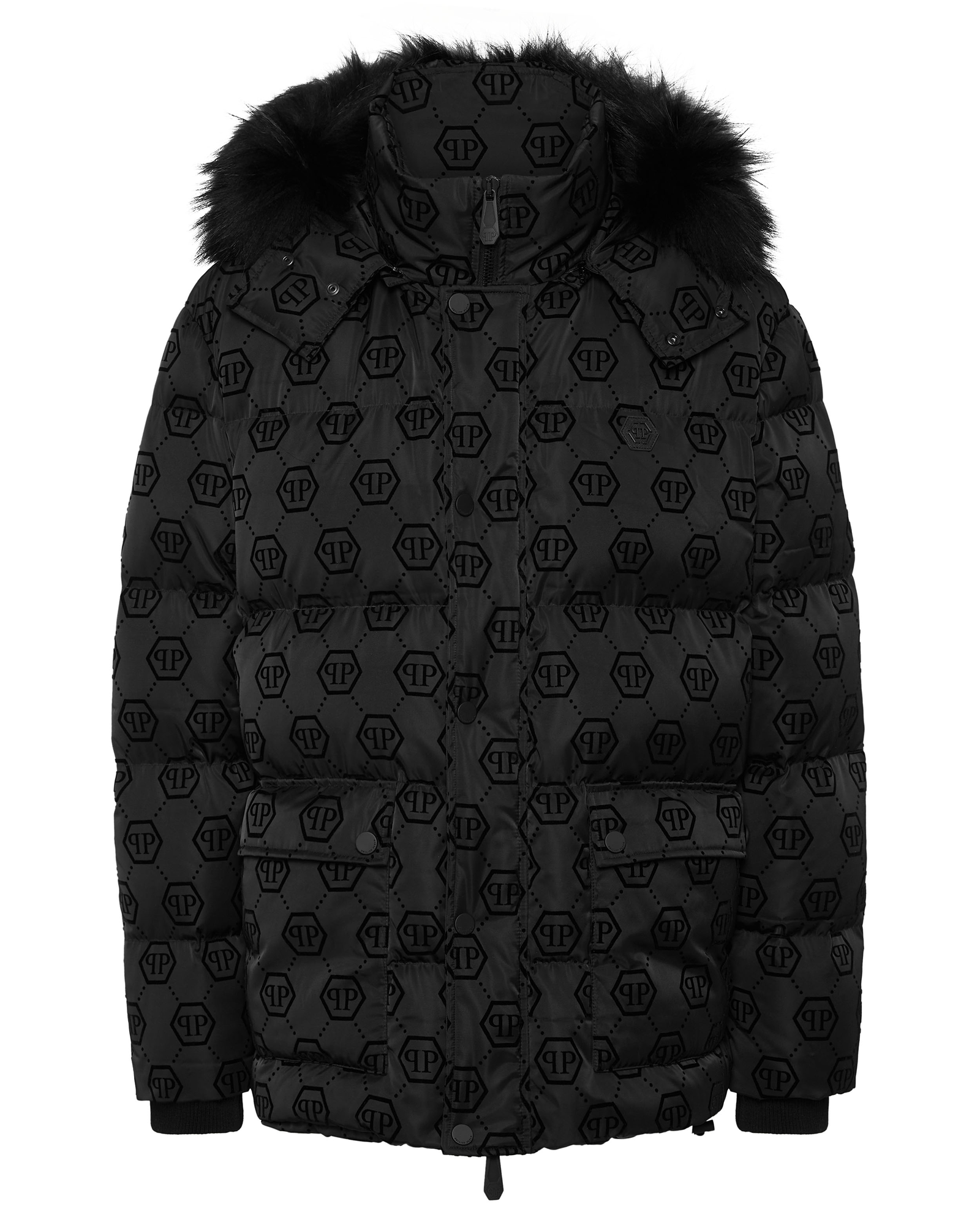 Czarna kurtka puchowa z logowaniem - Image #1