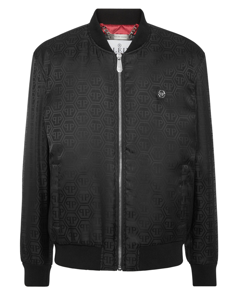 Czarna kurtka bomber z monogramem