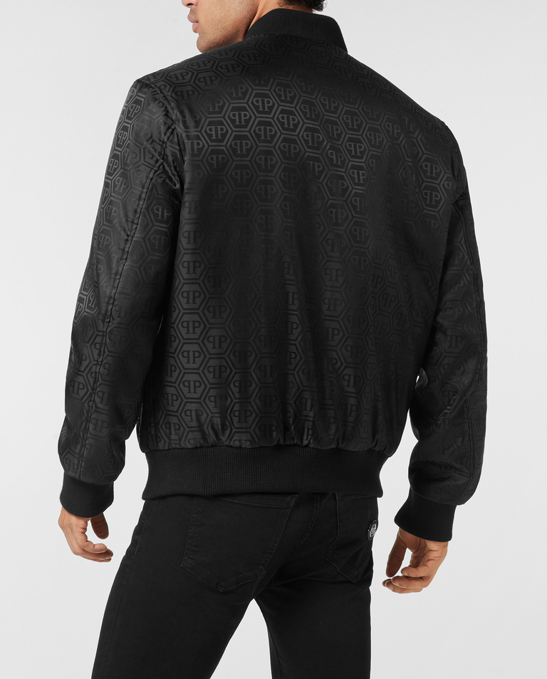 Czarna kurtka bomber z monogramem - Image #3