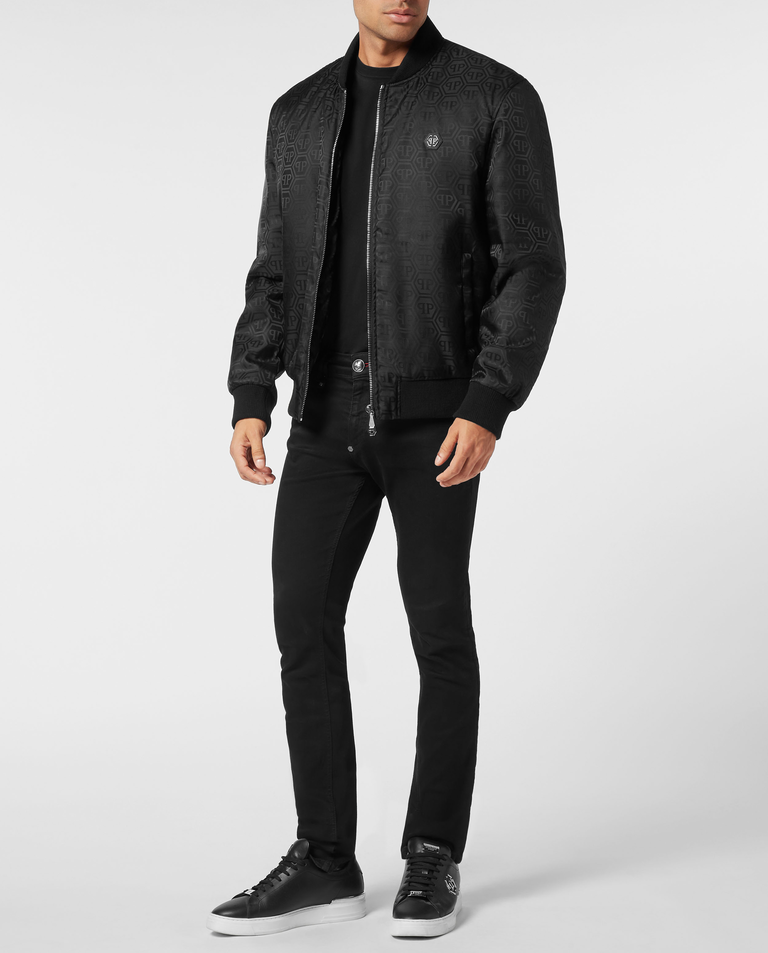 Czarna kurtka bomber z monogramem - Image #2