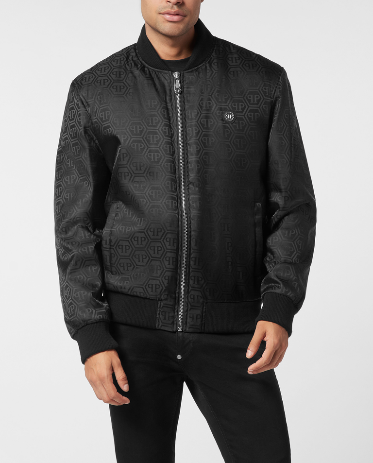 Czarna kurtka bomber z monogramem