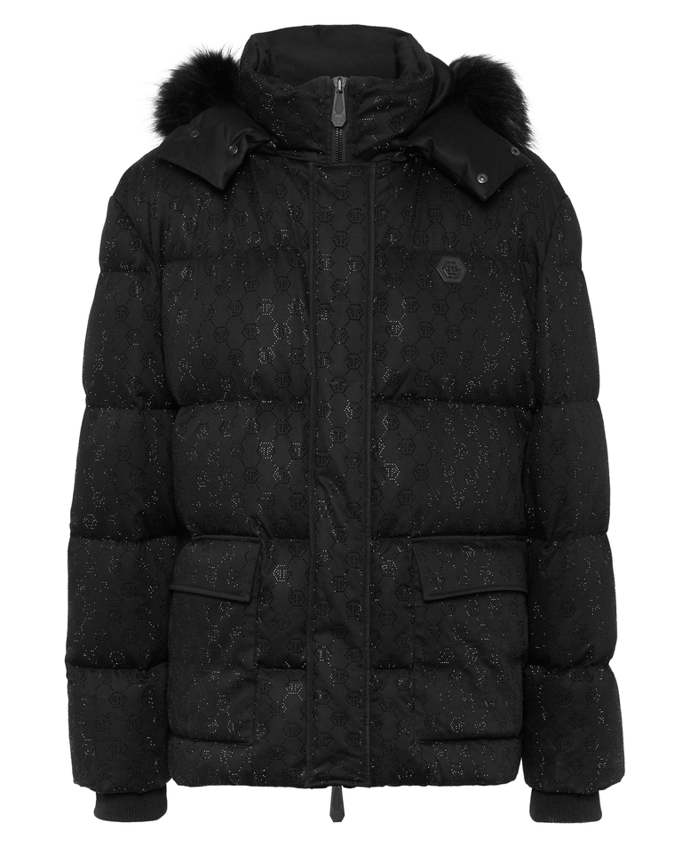 Czarna kurtka puchowa z monogramem