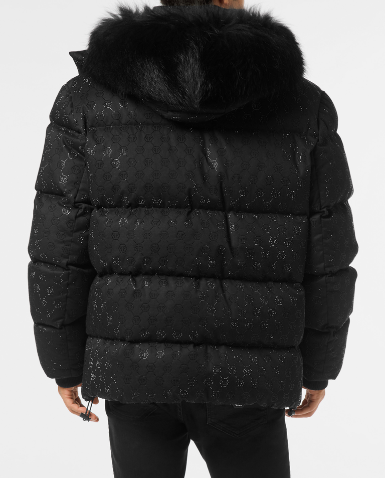 Czarna kurtka puchowa z monogramem - Image #3