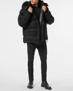 Czarna kurtka puchowa z monogramem - Image #2