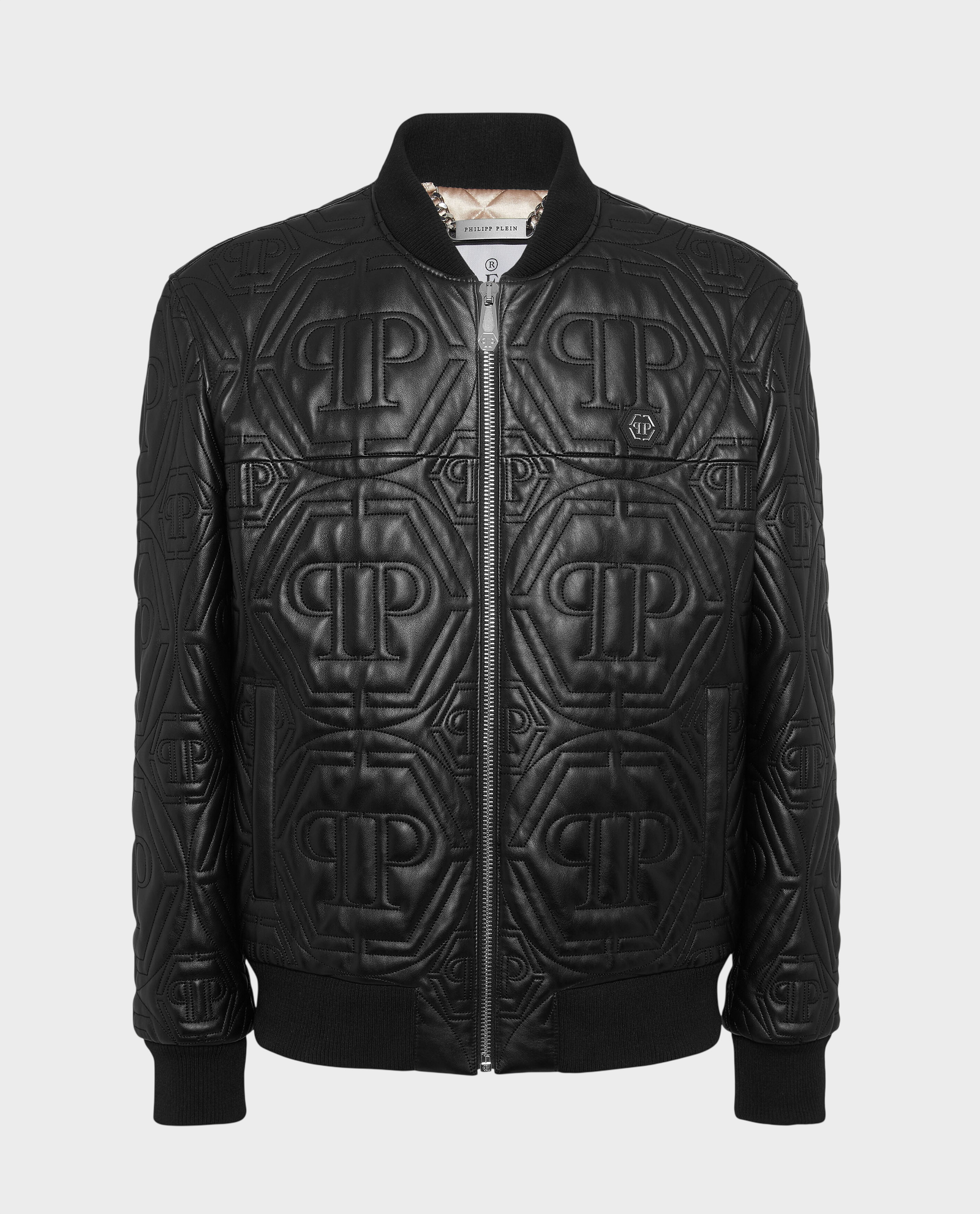 Czarna skórzana kurtka z monogramem - Image #0