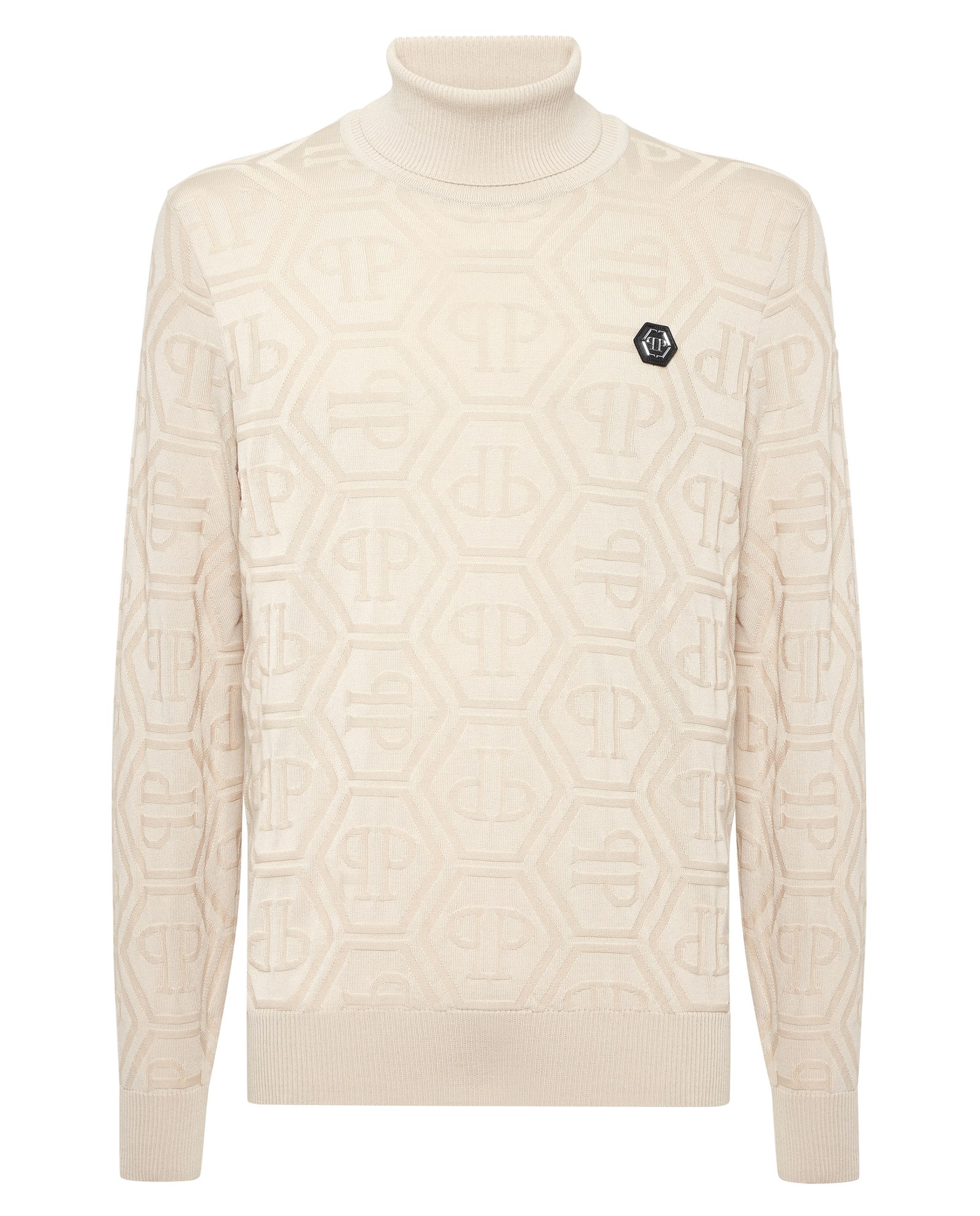 Beżowy sweter z golfem - Image #1