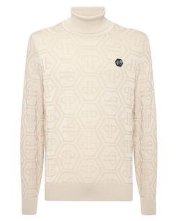 Beżowy sweter z golfem - Image #1