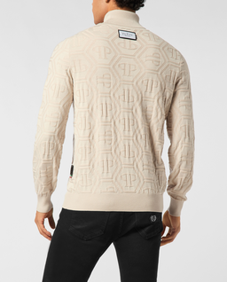 Beżowy sweter z golfem - Image #3