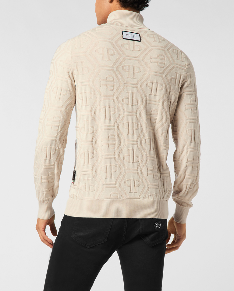 Beżowy sweter z golfem - Image #3