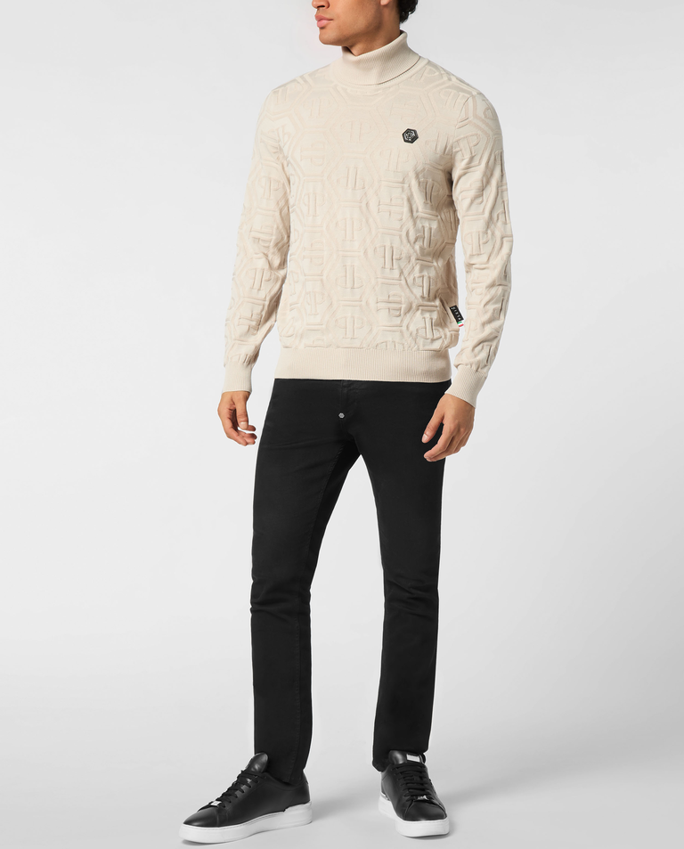 Beżowy sweter z golfem - Image #2