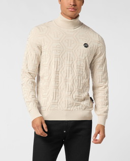 Beżowy sweter z golfem - Image #0