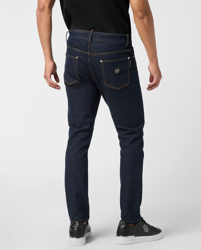 Granatowe jeansy Skinny
