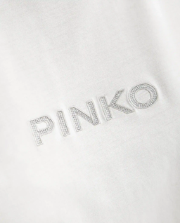 Biały t-shirt z kryształkowym logo - Image #3