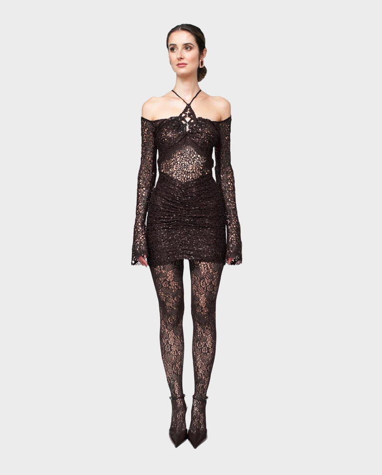 Czarna sukienka mini z rajstopami Glam Witch - Image #4