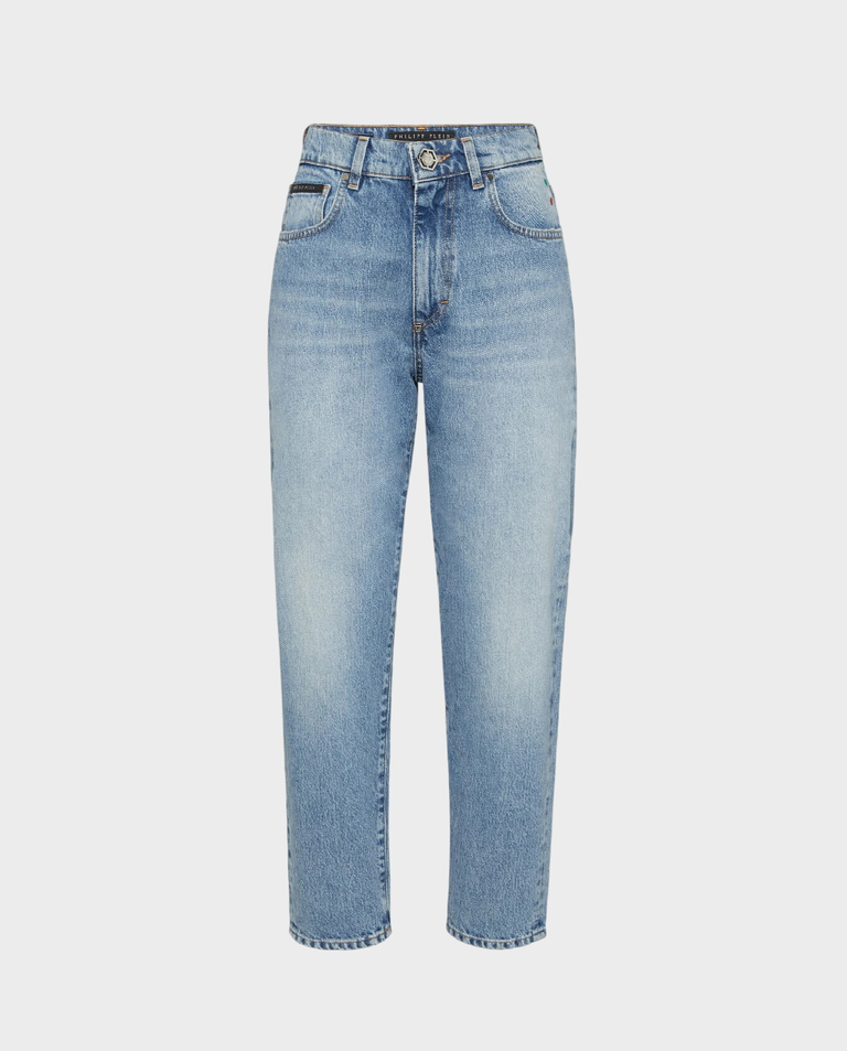 Niebieskie jeansy Mom Fit
