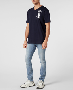 T-shirt z dekoltem w serek - Image #2