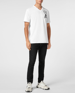 T-shirt z dekoltem w serek - Image #2