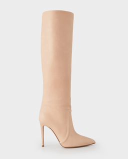 Beżowe skórzane kozaki Stilleto - Image #0