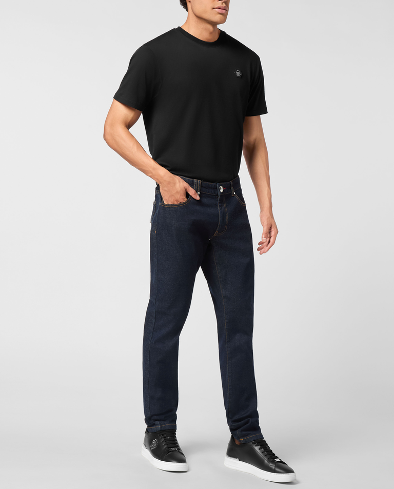 Ciemnoniebieskie jeansy o prostym kroju - Image #2