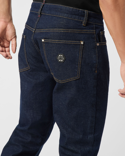 Ciemnoniebieskie jeansy o prostym kroju - Image #3