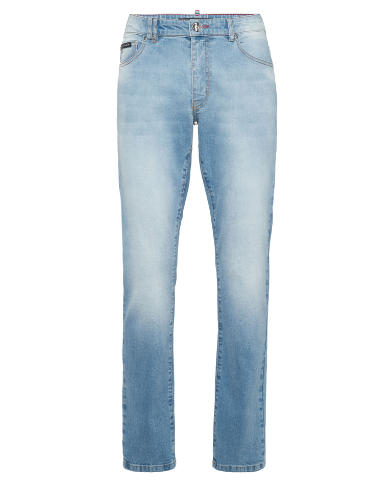 Jasnoniebieskie jeansy o prostym kroju - Image #4