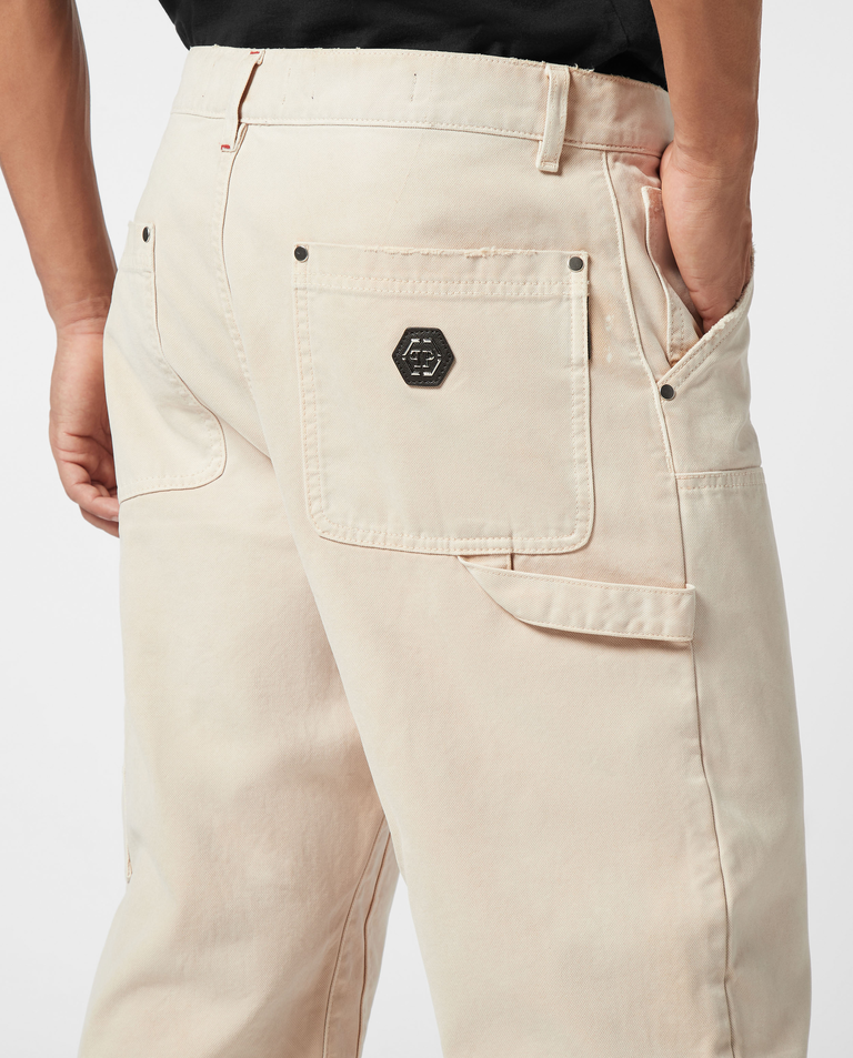 Kremowe spodnie Distressed Carpenter Fit - Image #3