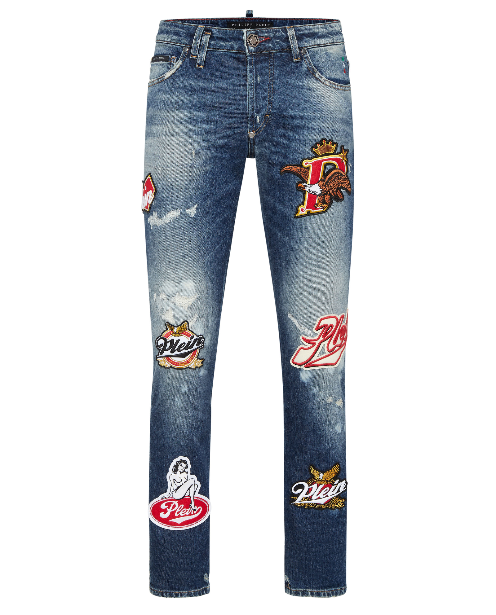 Granatowe jeansy Super Straight Plein Beers - Image #1