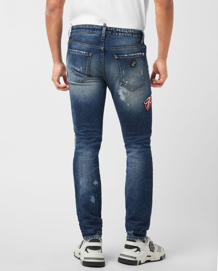 Granatowe jeansy Super Straight Plein Beers - Image #3