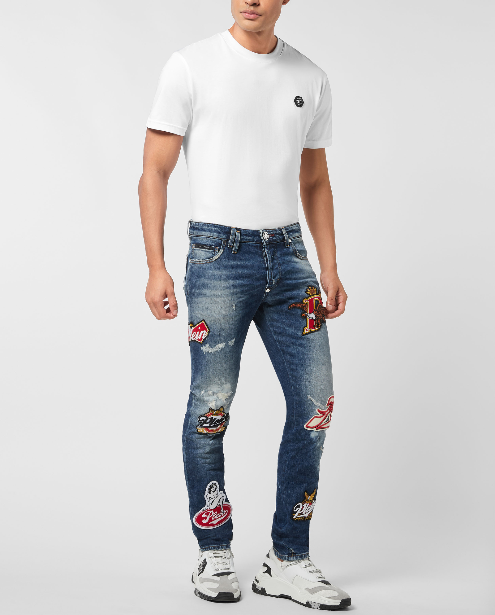Granatowe jeansy Super Straight Plein Beers - Image #2