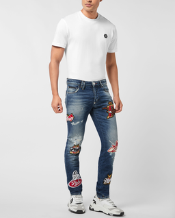 Granatowe jeansy Super Straight Plein Beers - Image #2