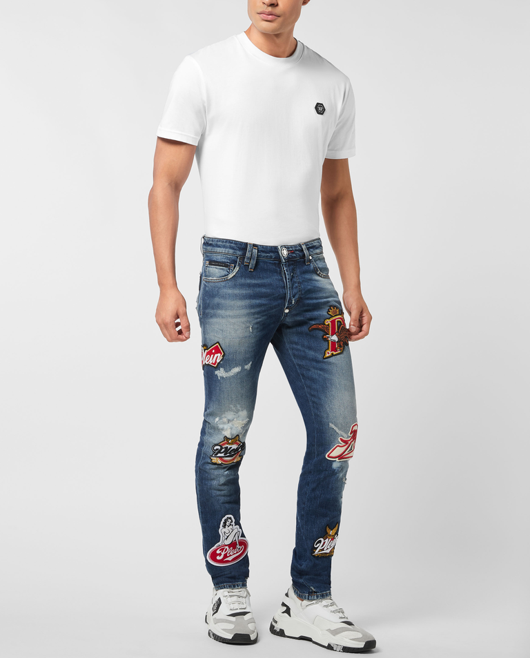 Granatowe jeansy Super Straight Plein Beers - Image #2