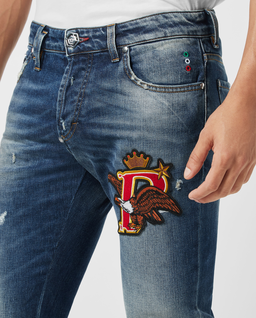 Granatowe jeansy Super Straight Plein Beers - Image #4