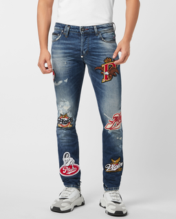 Granatowe jeansy Super Straight Plein Beers - Image #0