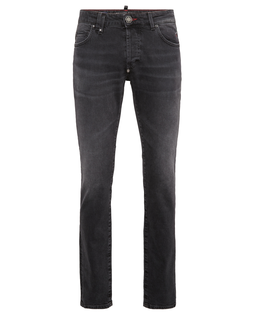 Czarne jeansy z monogramem Super Straight - Image #1