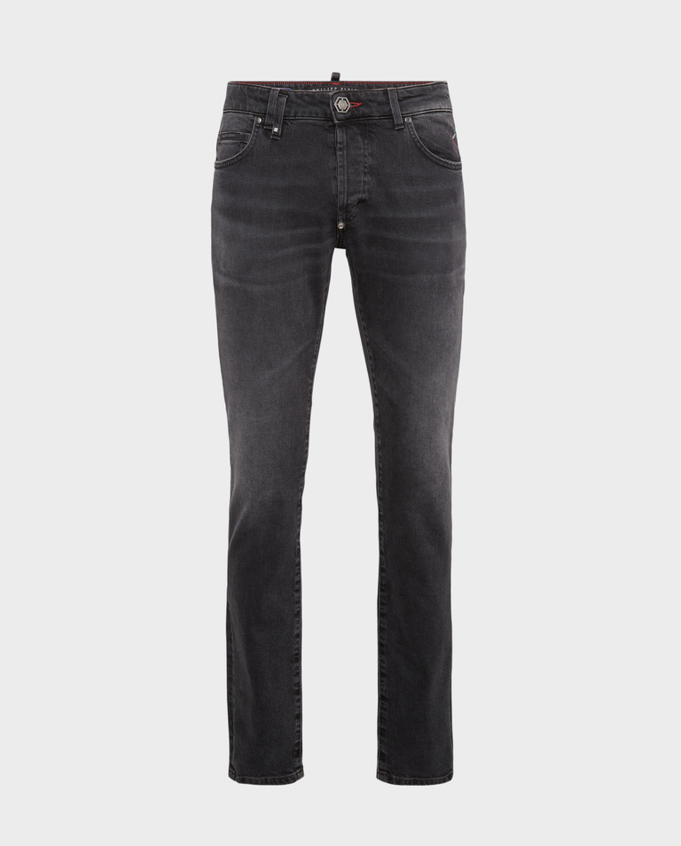 Czarne jeansy z monogramem Super Straight