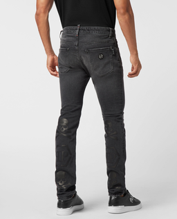 Czarne jeansy z monogramem Super Straight - Image #3