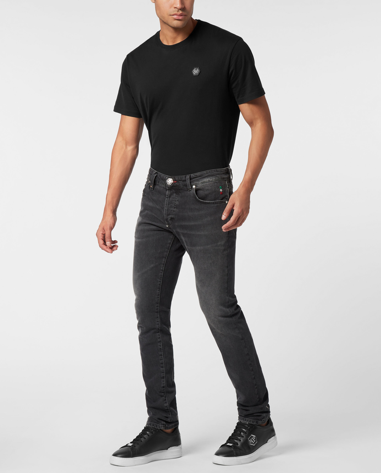 Czarne jeansy z monogramem Super Straight - Image #2