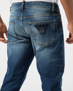 Niebieskie jeansy skinny - Image #3