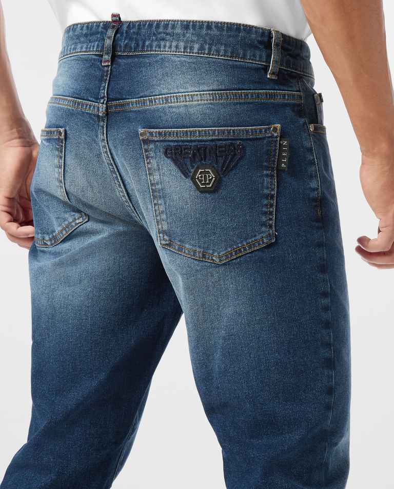 Niebieskie jeansy o prostym kroju - Image #3