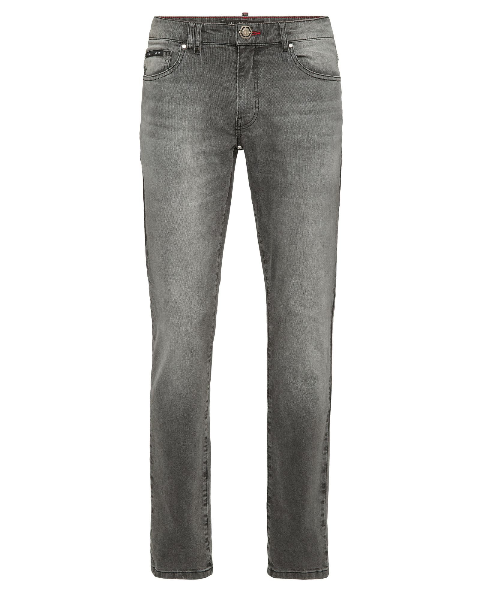 Szare jeansy o prostym kroju - Image #4